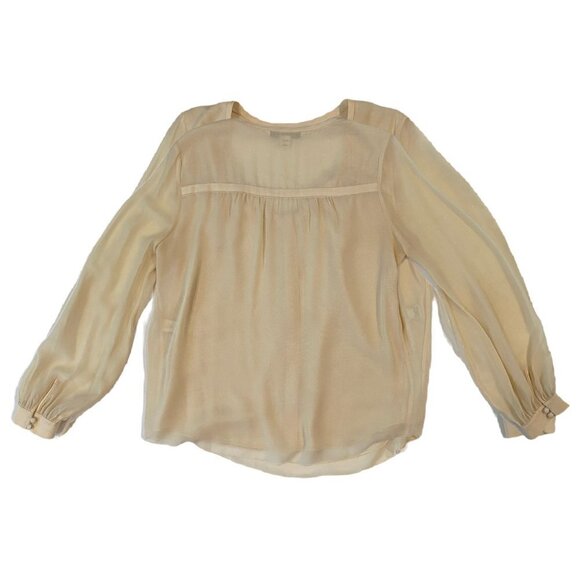 Diane Von Furstenberg Long Sleeve Silk Cream Blouse Size 10 - Picture 3 of 9
